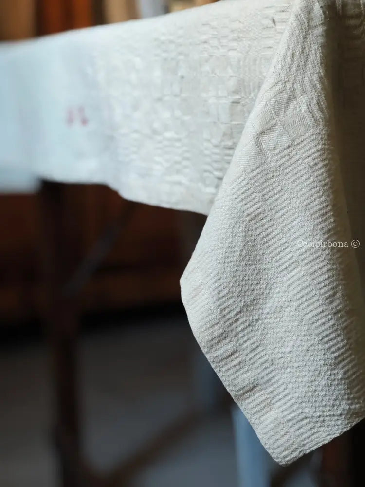 Tovaglia in cotone con monogramma DL Tovaglia vintage