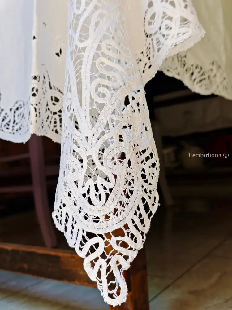 Tovaglia ricamata in cotone per 12 persone Tovaglia vintage ricamata da dodici