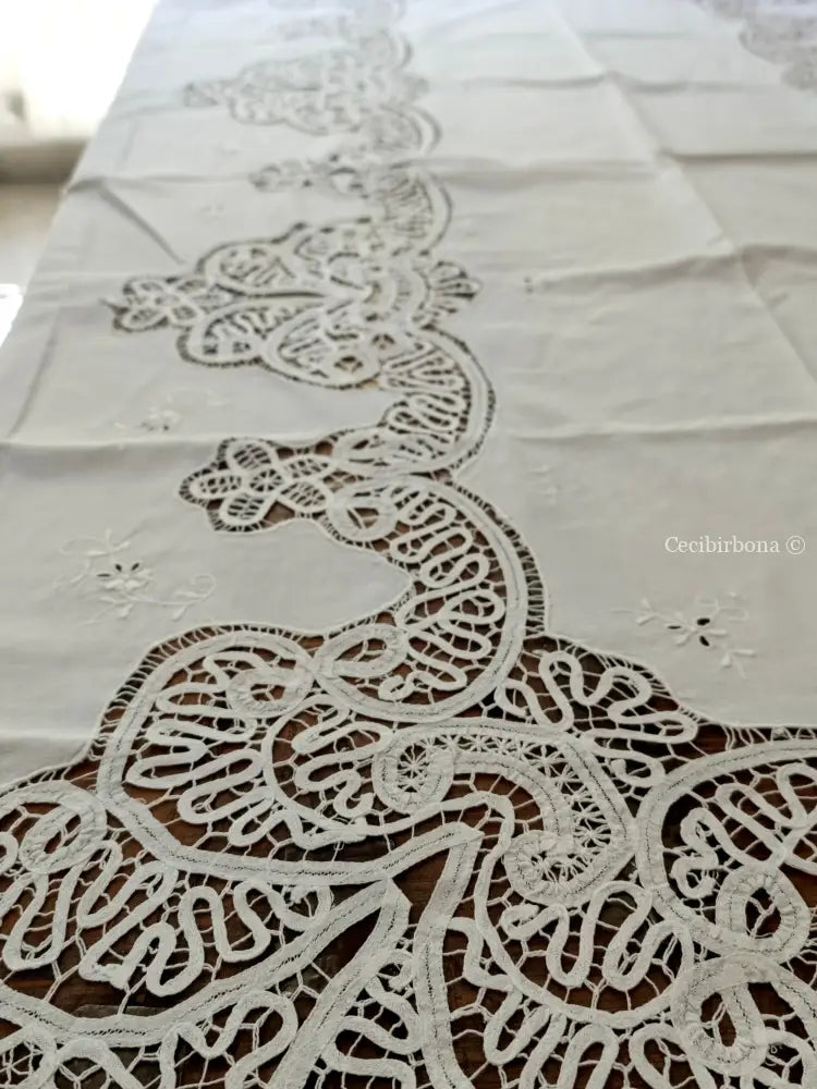 Tovaglia ricamata in cotone per 12 persone Tovaglia vintage ricamata da dodici