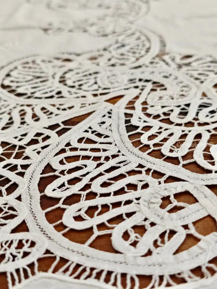 Tovaglia ricamata in cotone per 12 persone Tovaglia vintage ricamata da dodici