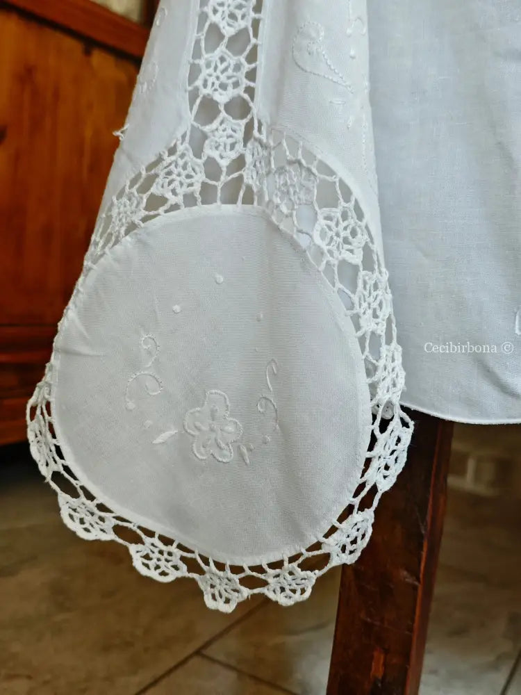 Tovaglia ricamata in cotone per 12 persone Tovaglia vintage ricamata da dodici