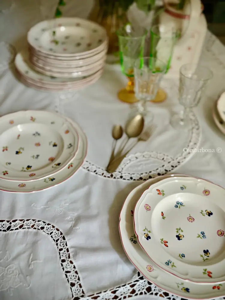 Tovaglia ricamata in cotone per 12 persone Tovaglia vintage ricamata da dodici