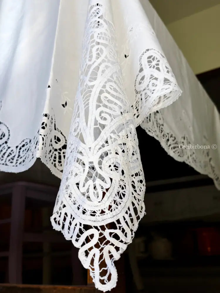 Tovaglia ricamata in cotone per 12 persone Tovaglia vintage ricamata da dodici