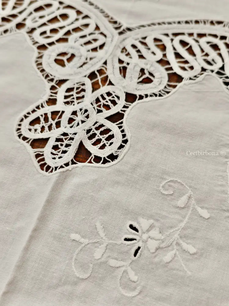 Tovaglia ricamata in cotone per 12 persone Tovaglia vintage ricamata da dodici