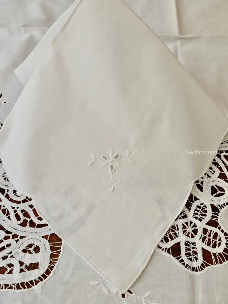 Tovaglia ricamata in cotone per 12 persone Tovaglia vintage ricamata da dodici