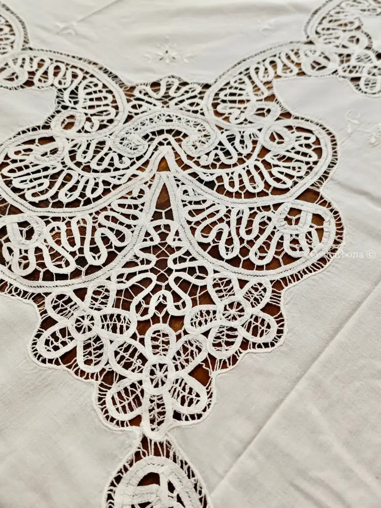 Tovaglia ricamata in cotone per 12 persone Tovaglia vintage ricamata da dodici