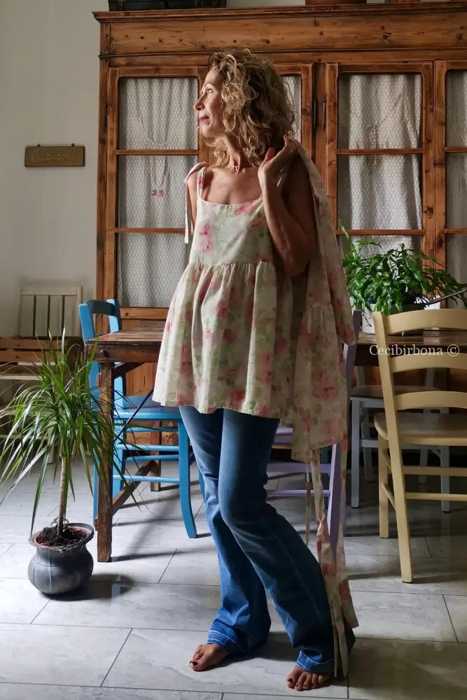 Tunica romantica in mussola di cotone floreale (Ref. 512) - abbigliamento