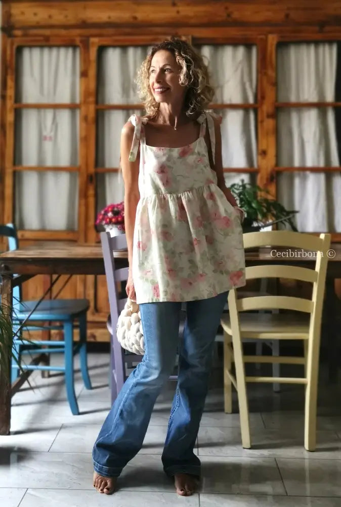Tunica romantica in mussola di cotone floreale (Ref. 512) - abbigliamento