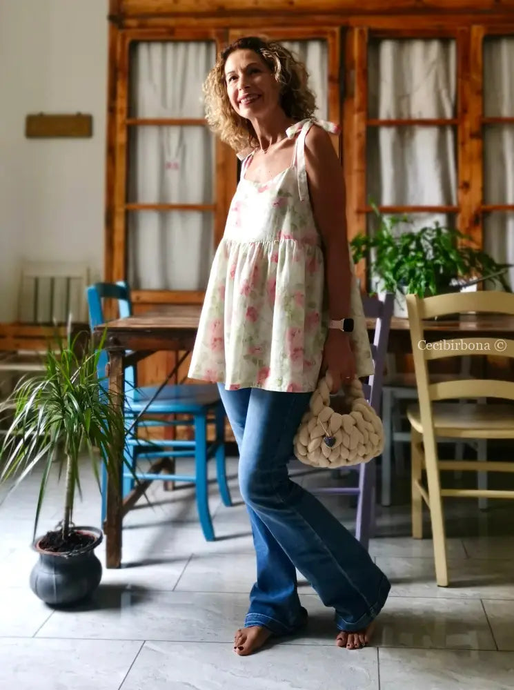 Tunica romantica in mussola di cotone floreale (Ref. 512) - abbigliamento
