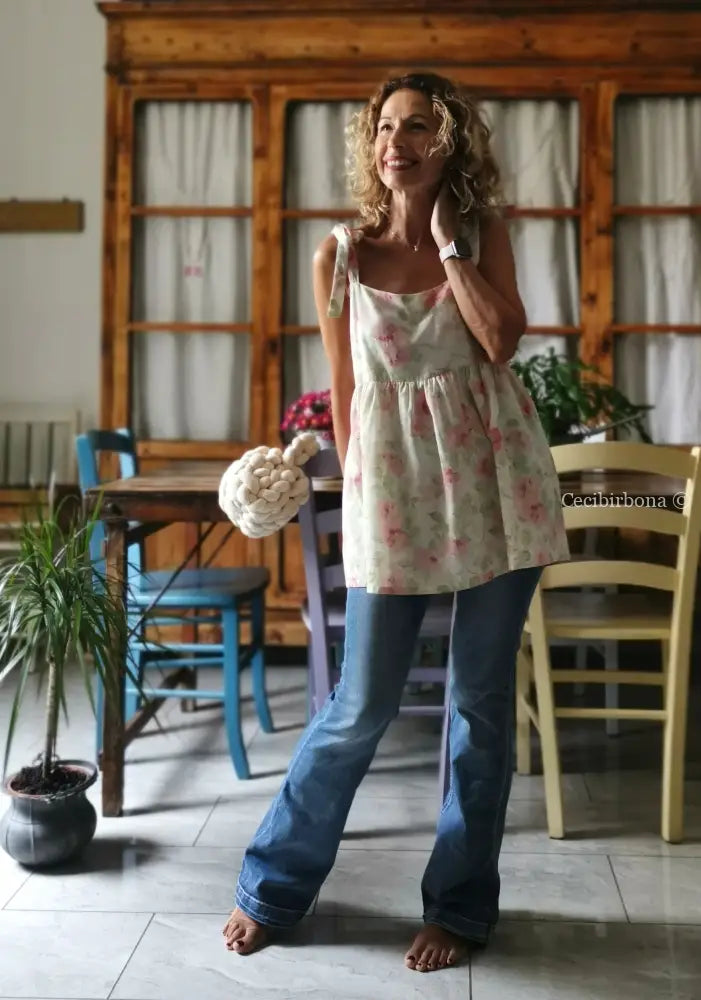 Tunica romantica in mussola di cotone floreale (Ref. 512) - abbigliamento
