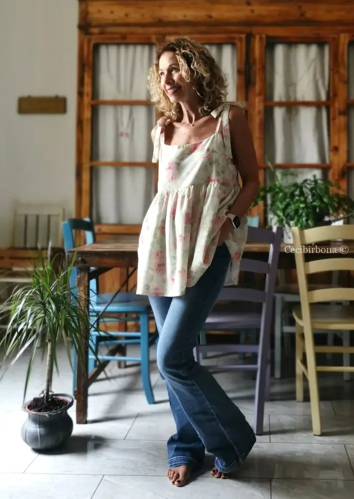 Tunica romantica in mussola di cotone floreale (Ref. 512) - abbigliamento