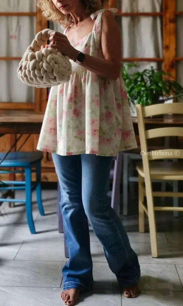 Tunica romantica in mussola di cotone floreale (Ref. 512) - abbigliamento