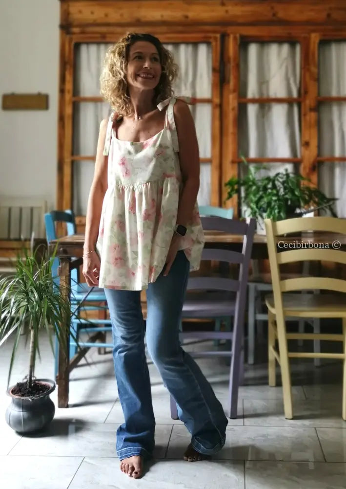 Tunica romantica in mussola di cotone floreale (Ref. 512) - abbigliamento