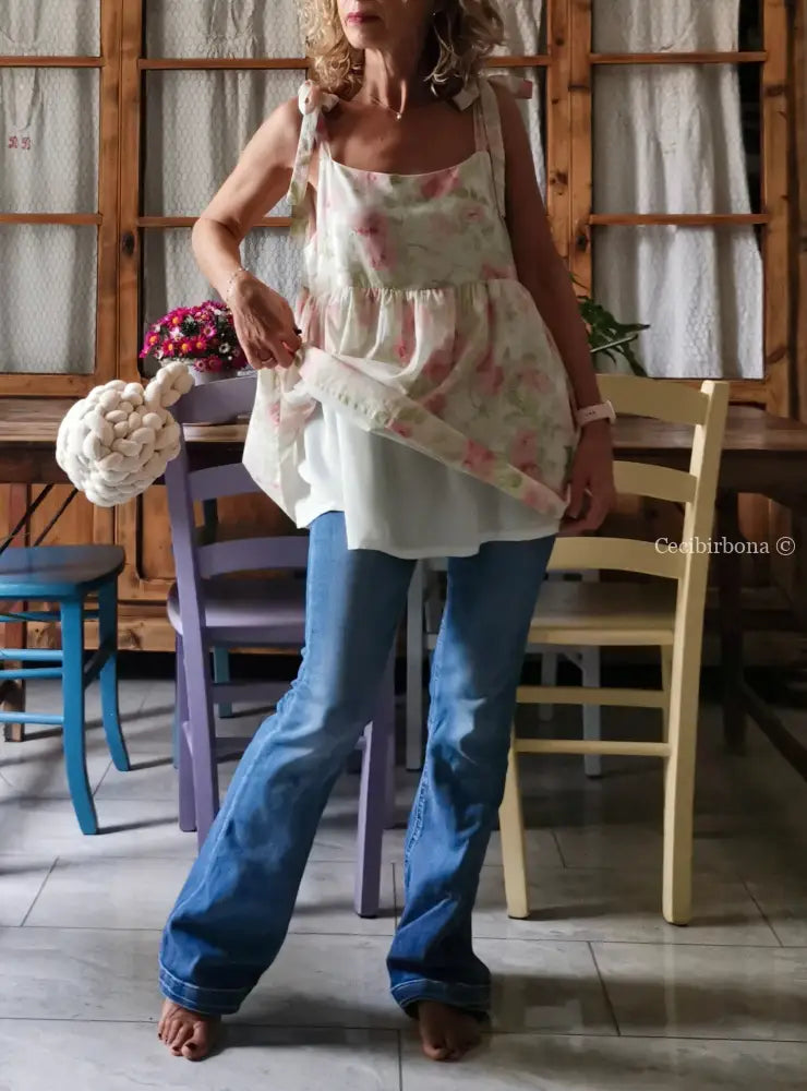 Tunica romantica in mussola di cotone floreale (Ref. 512) - abbigliamento