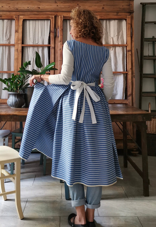 RISERVATO PER ROBERTA SALDO Grembiule per donna da cucina in cotone vintage azzurro da materassi