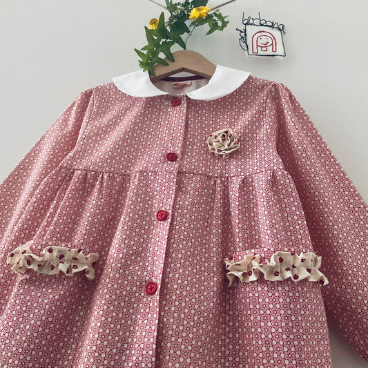 Tablier fleuri pour fille - école maternelle - tablier pur coton