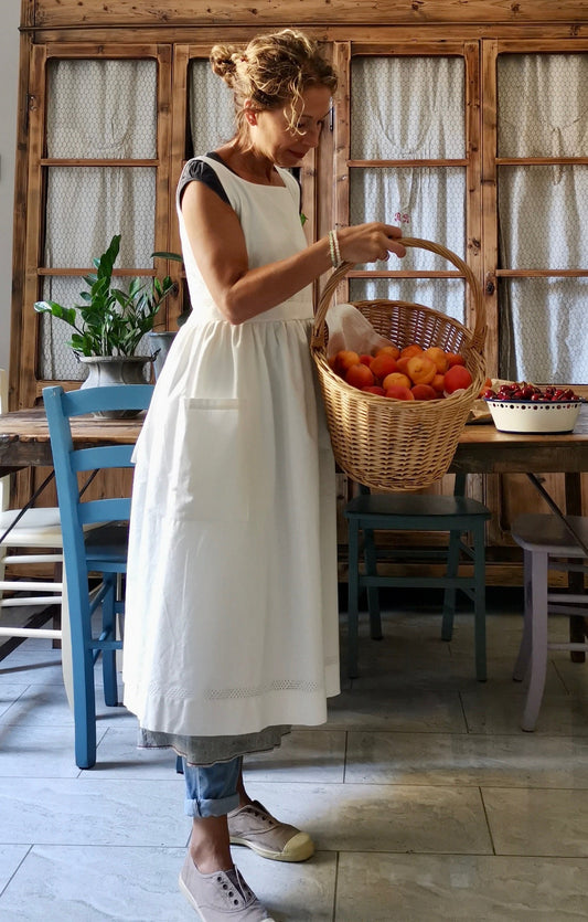 Vintage Cotton Apron with Thread