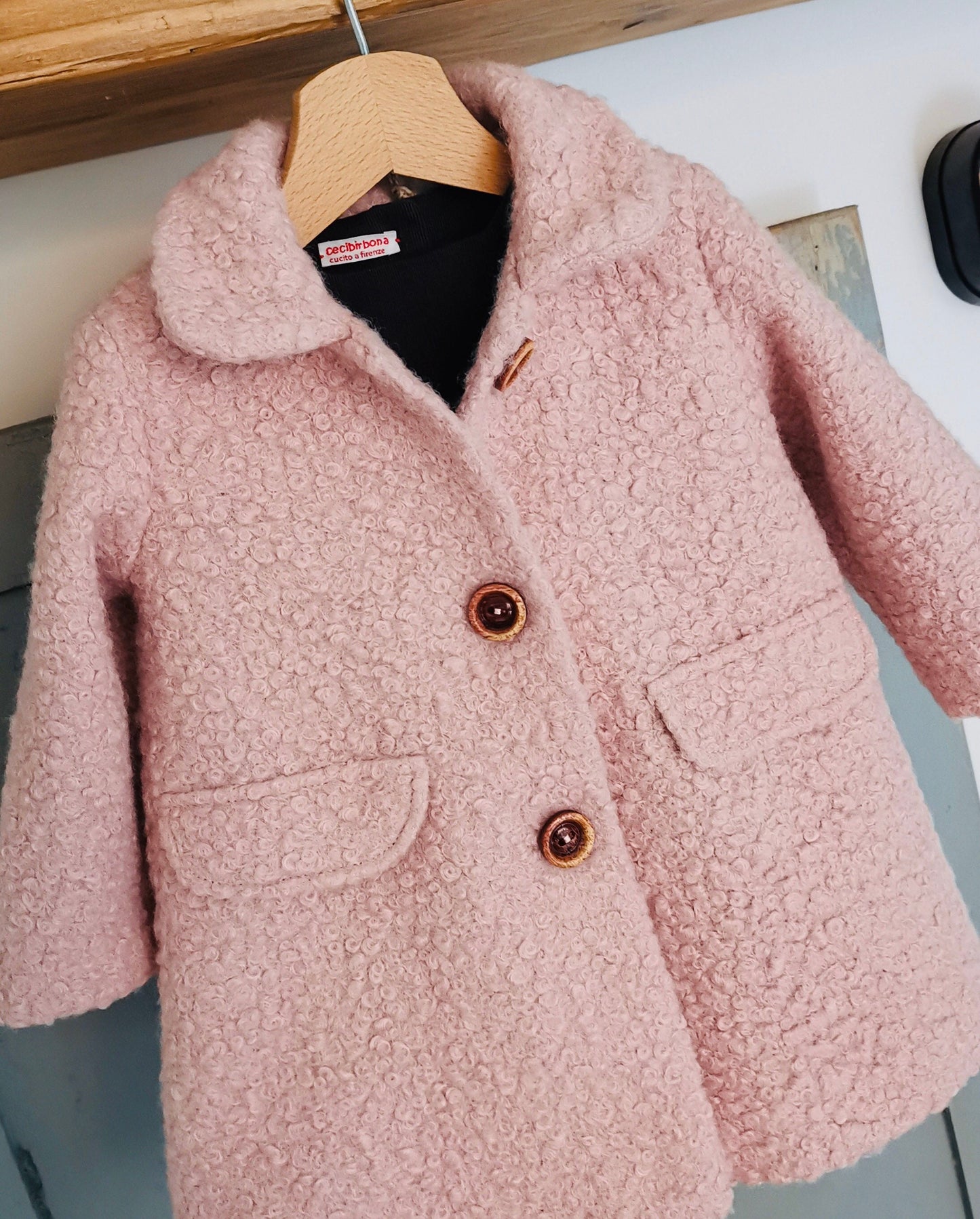 Cappotto rosa bambina - cappottino bimba - giacca bambina - cappotto bonton bimba  - giacca in lana cotta rosa